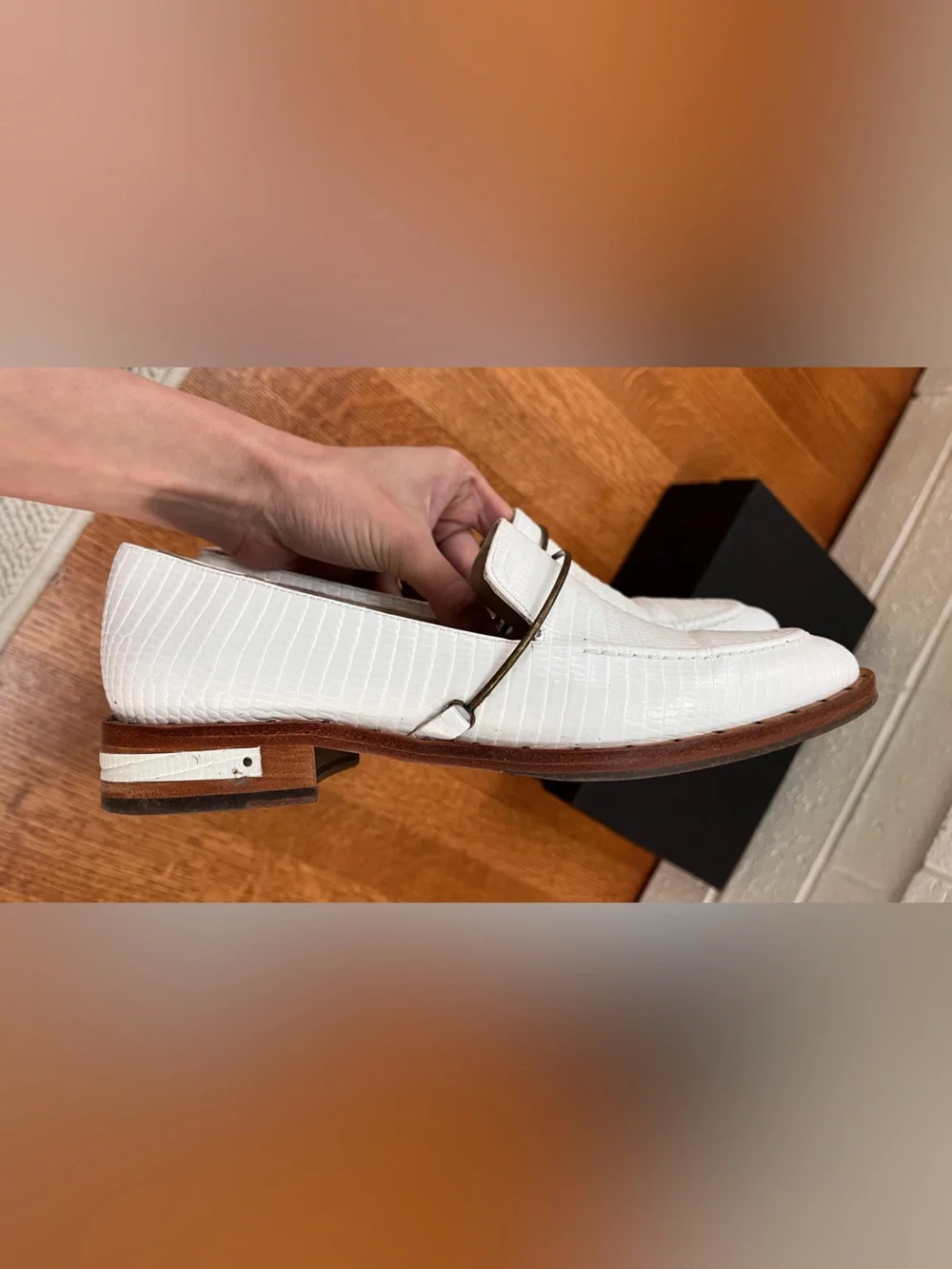 Freda Salvador White reptile-embossed loafers, 6 - Picture 11 of 12